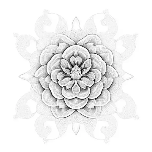 filigree with lavender, dahlia, and chrysanthemum  tattoo design idea