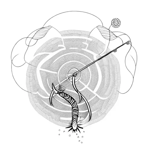 Fishing hook with live worm tattoo design idea