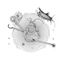 Fishing hook with live worm tattoo design idea