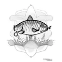 Fishing hook with live worm tattoo design idea