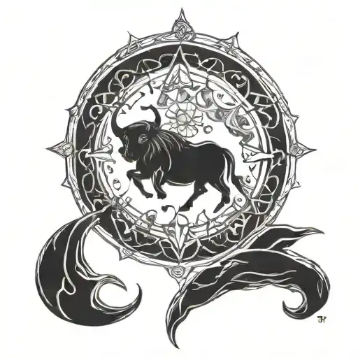 Aquarius starsign and Taurus starsign tattoo tattoo design idea
