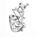 a frog and a man holding a magnifying glass tattoo design idea