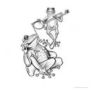 a frog and a man holding a magnifying glass tattoo design idea