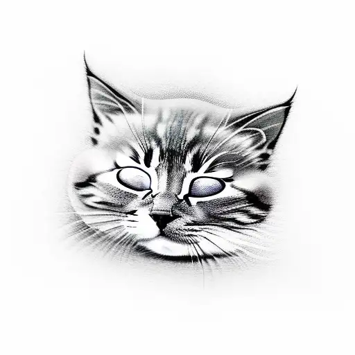 A sleeping little cat tattoo design idea