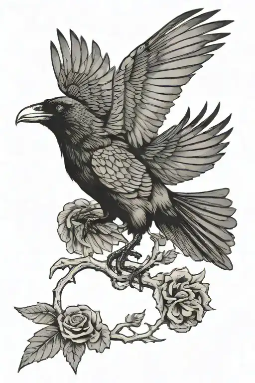 crow flying tattoo design idea
