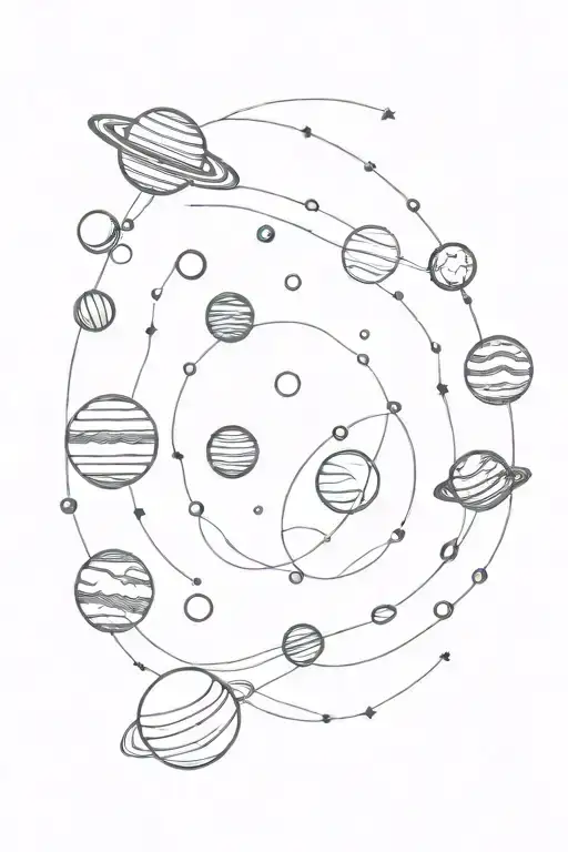 The parade of planets solar system tattoo design idea