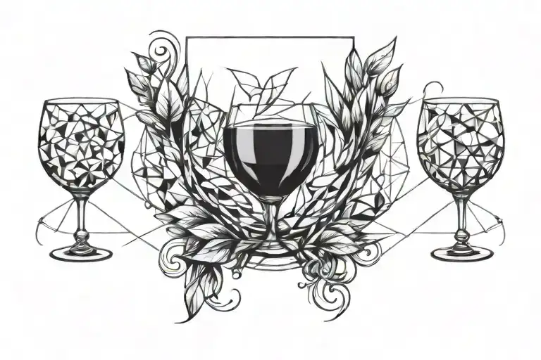 wine glass tattoo design idea