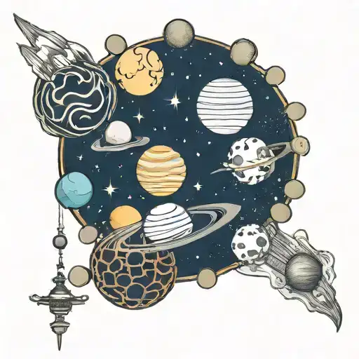 The parade of planets solar system tattoo design idea