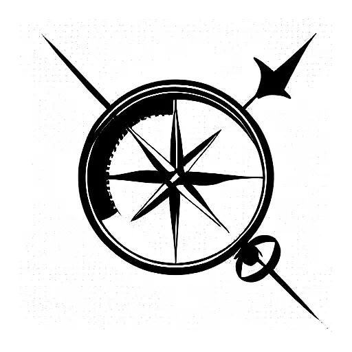compass with arrow simple tattoo design idea