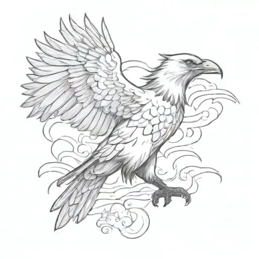 screaming crow holding japanese style one red cloud,wings down tattoo design idea