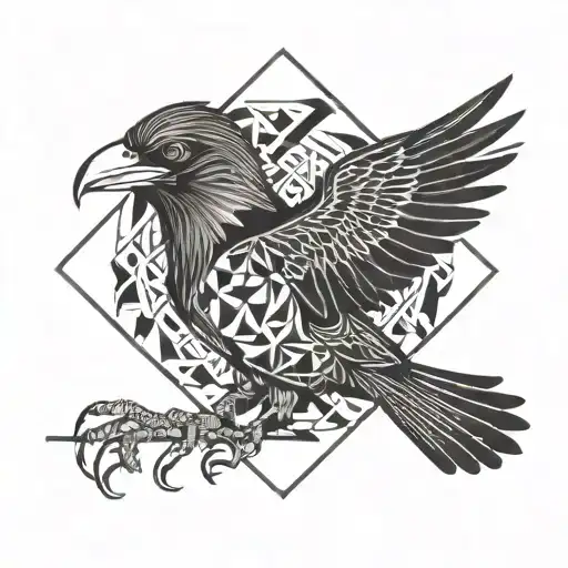 screaming crow holding japanese style one red cloud,wings down tattoo design idea