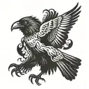 black screaming crow scary holding japanese style  one red cloud tattoo design idea