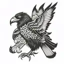 black screaming crow scary holding japanese style  one red cloud tattoo design idea