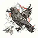screaming crow holding japanese style one red cloud,wings down tattoo design idea