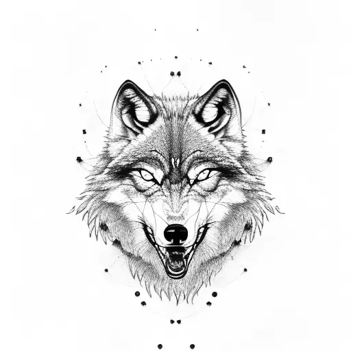 a angry wolf with 4 eyes --simple tattoo design idea