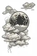 A sleeping moon nestled in a bed of tranquil clouds tattoo design idea