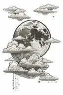 A sleeping moon nestled in a bed of tranquil clouds tattoo design idea