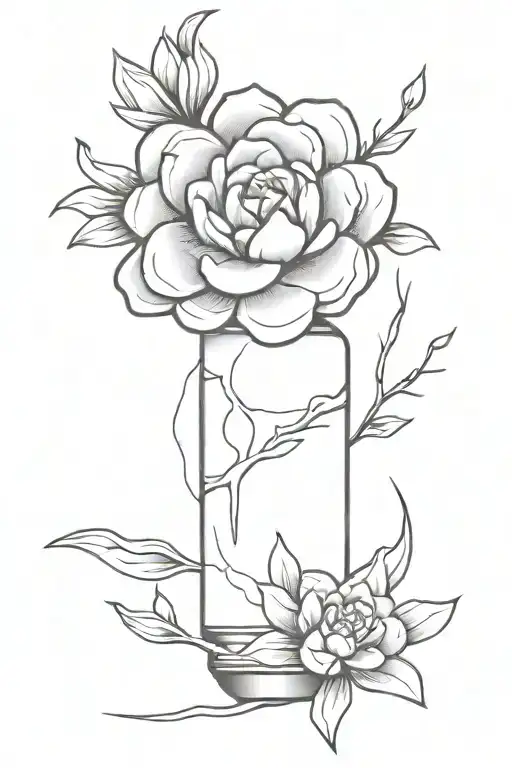 a broken nuclear bomb from which flowers grow tattoo design idea