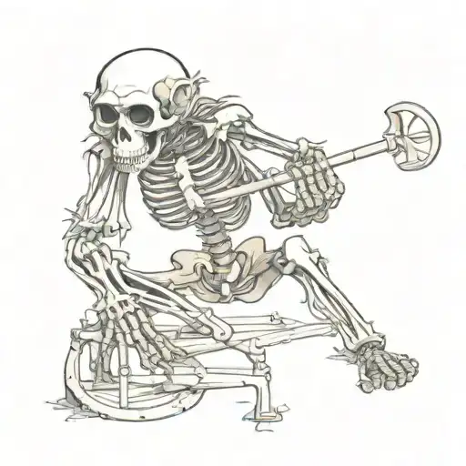monkey skeleton playing tattoo design idea