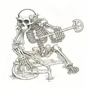 monkey skeleton playing tattoo design idea