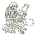 monkey skeleton playing tattoo design idea