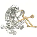 monkey skeleton playing tattoo design idea