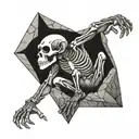 monkey skeleton climbing rock tattoo design idea