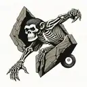 monkey skeleton climbing rock tattoo design idea