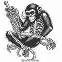 monkey skeleton climbing tattoo design idea