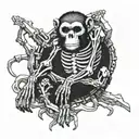 monkey skeleton climbing tattoo design idea