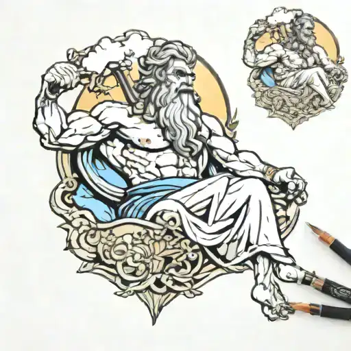 zeus on mount olympus tattoo design idea