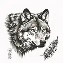 wolf and native american tattoo design idea