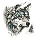 wolf and native american tattoo design idea