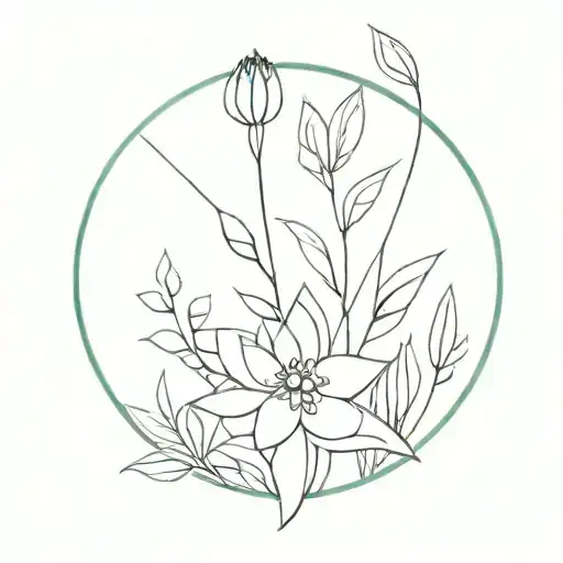 A stylized floral print with geometric patterns, reflecting the client's interest in both gardening and abstract art tattoo design idea