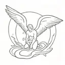 angel falling to hell in the background the last tear of lucifer tattoo design idea