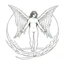 angel falling to hell in the background the last tear of lucifer tattoo design idea