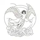 angel falling to hell in the background the last tear of lucifer tattoo design idea