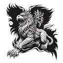 warrior, lion and eagle tattoo design idea