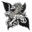 warrior, lion and eagle tattoo design idea