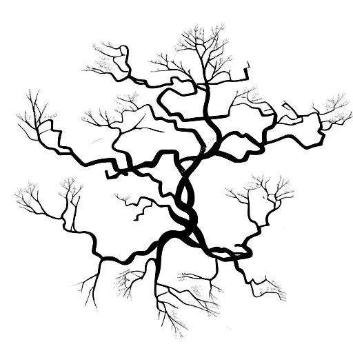 A tree with intertwined branches, symbolizing the deep connection between soulmates tattoo design idea