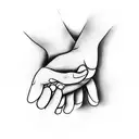 A minimalist design of two hands reaching towards each other, symbolizing the power of friendship tattoo design idea