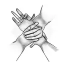 A minimalist design of two hands reaching towards each other, symbolizing the power of friendship tattoo design idea