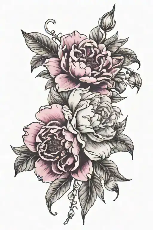 Magnolias, peonies and fuchsias armband tattoo  tattoo design idea