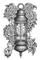 lantern with text "Feral" tattoo design idea