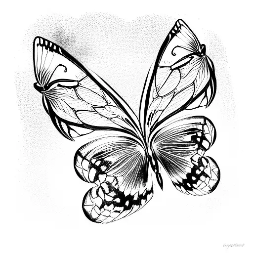 Butterfly  black tattoo design idea