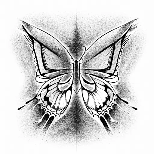 butterfly with black wings tattoo design idea