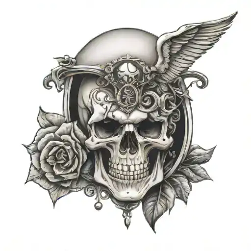skull and balance mixed tattoo design idea