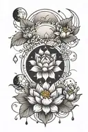 moon phases with lotus flower tattoo design idea