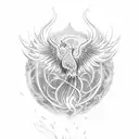 Phoenix rising from ashes and a semicolon tattoo design idea