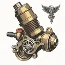 turbo motor piston rods spark plugs tattoo design idea